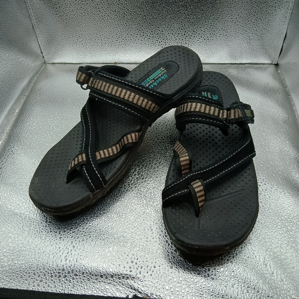 Skechers Black and Tan Slip On  Sandals Womens Size 7